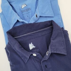 MENS SILVER FOX POLO SHIRT BLUE SIZE LARGE POCKET EUC
